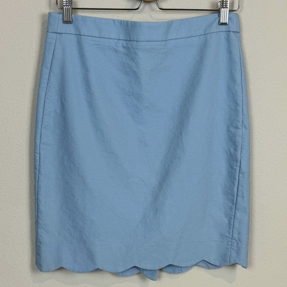 J. Crew Light Blue Scalloped Hem Pencil Skirt 4